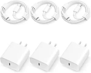 Wall Charger with Lightning Cable, 3 Pack 20W Type C Charger Block, Compatible with iPhone 14, 13, 12, 11 Pro Max, XS, XR, X