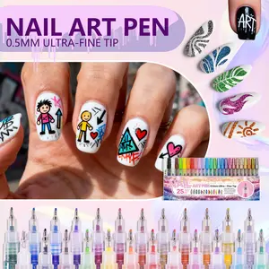 13/25 Color Vibrant Acrylic Nail Pen, Press Needle Tip 0.5mm Ultra-Fine Point, Smooth Durable Quick Dry, Waterproof DIY Graffiti Marker