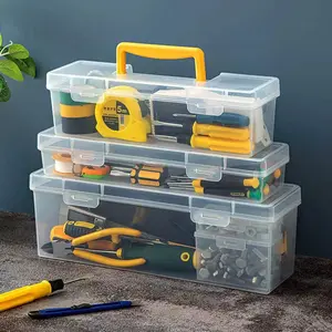 Transparent PP Plastic Tool Storage Box, Detachable Compartments, Stackable, Waterproof, Multi-Purpose Lidded Organizer, Ideal for Hardware, Crafts, Office Supplies