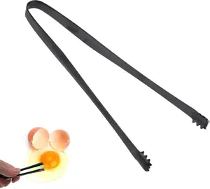 Egg Chalaza Removal Tool, Stainless Steel Toothed Egg Chalaza Remover Eggshell Fragment Remover Kitchen Tongs for Cooking Bakers Chefs Sturdy Utensils Lightweight Black