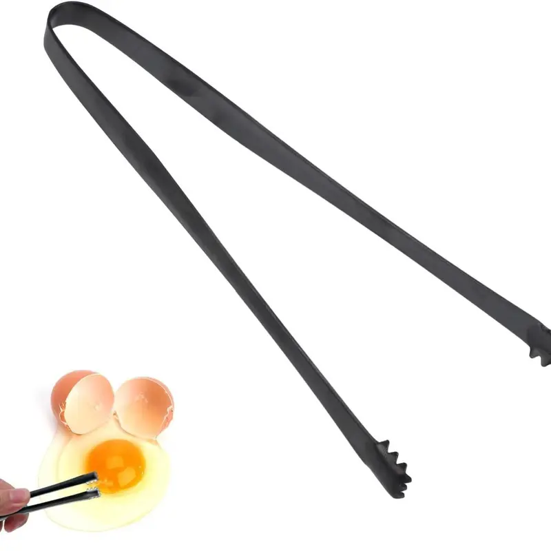 Egg Chalaza Removal Tool, Stainless Steel Toothed Egg Chalaza Remover Eggshell Fragment Remover Kitchen Tongs for Cooking Bakers Chefs Sturdy Utensils Lightweight Black