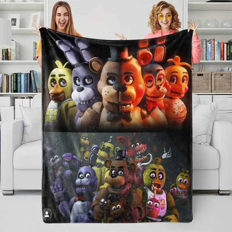 FNAF Plush Throw Blanket - Fluffy Fleece Lightweight Cozy Warm Blanket for Bed, Camping, Machine Washable, Ideal Christmas Gift, Fluffy Blankets