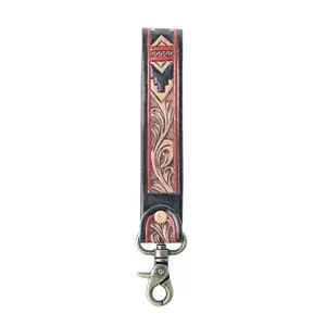 Desert Guardian Handtooled Leather Keyfob In Apache Brown