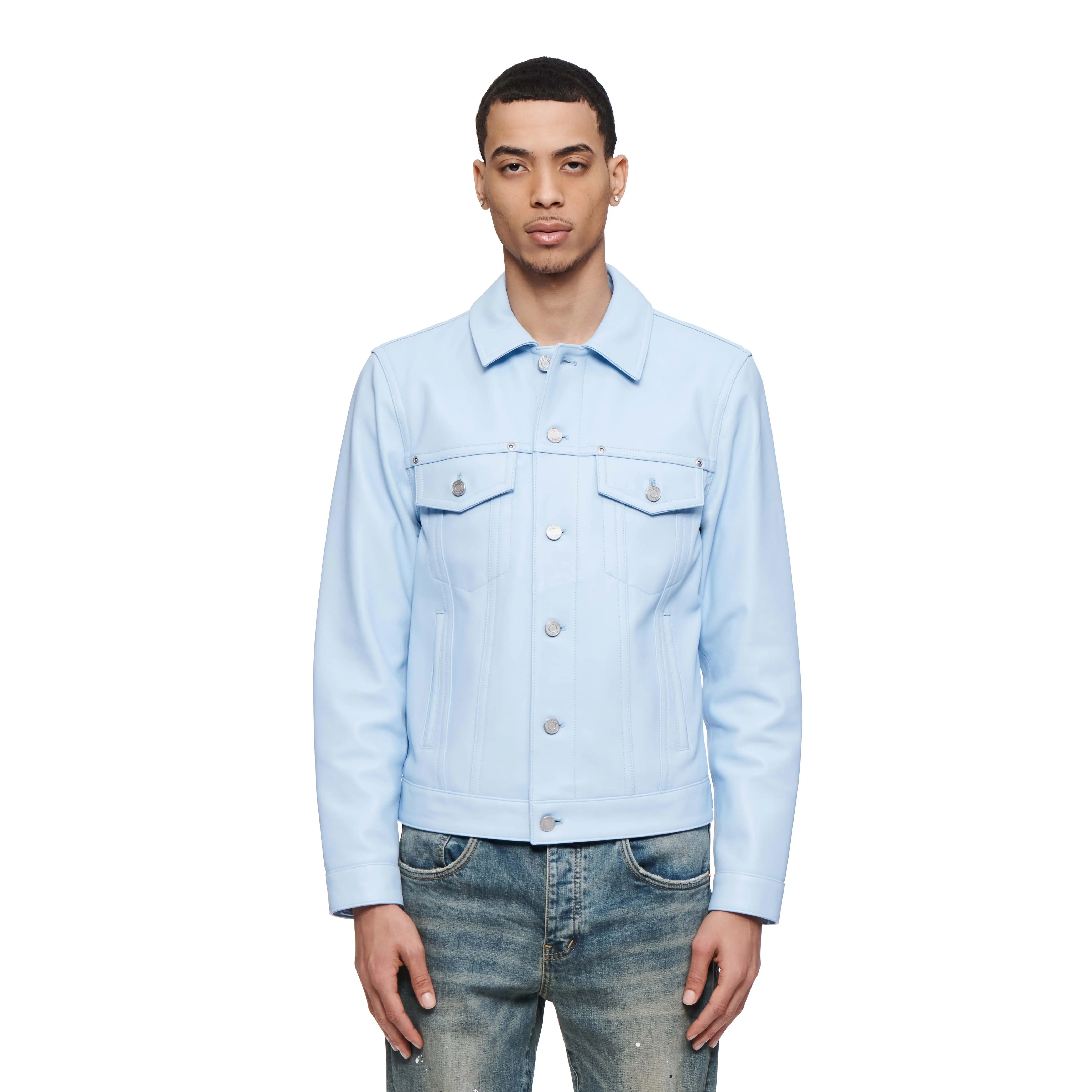 P028 Leather Trucker Jacket