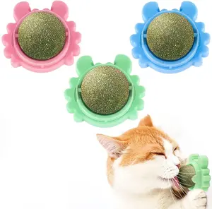 Catnip Balls Toy for Cat, Wall Catnip Roller for Cat Licking, Teeth Cleaning Dental Edible Kitten Toy, Natural Rotating Crab Cat Toy