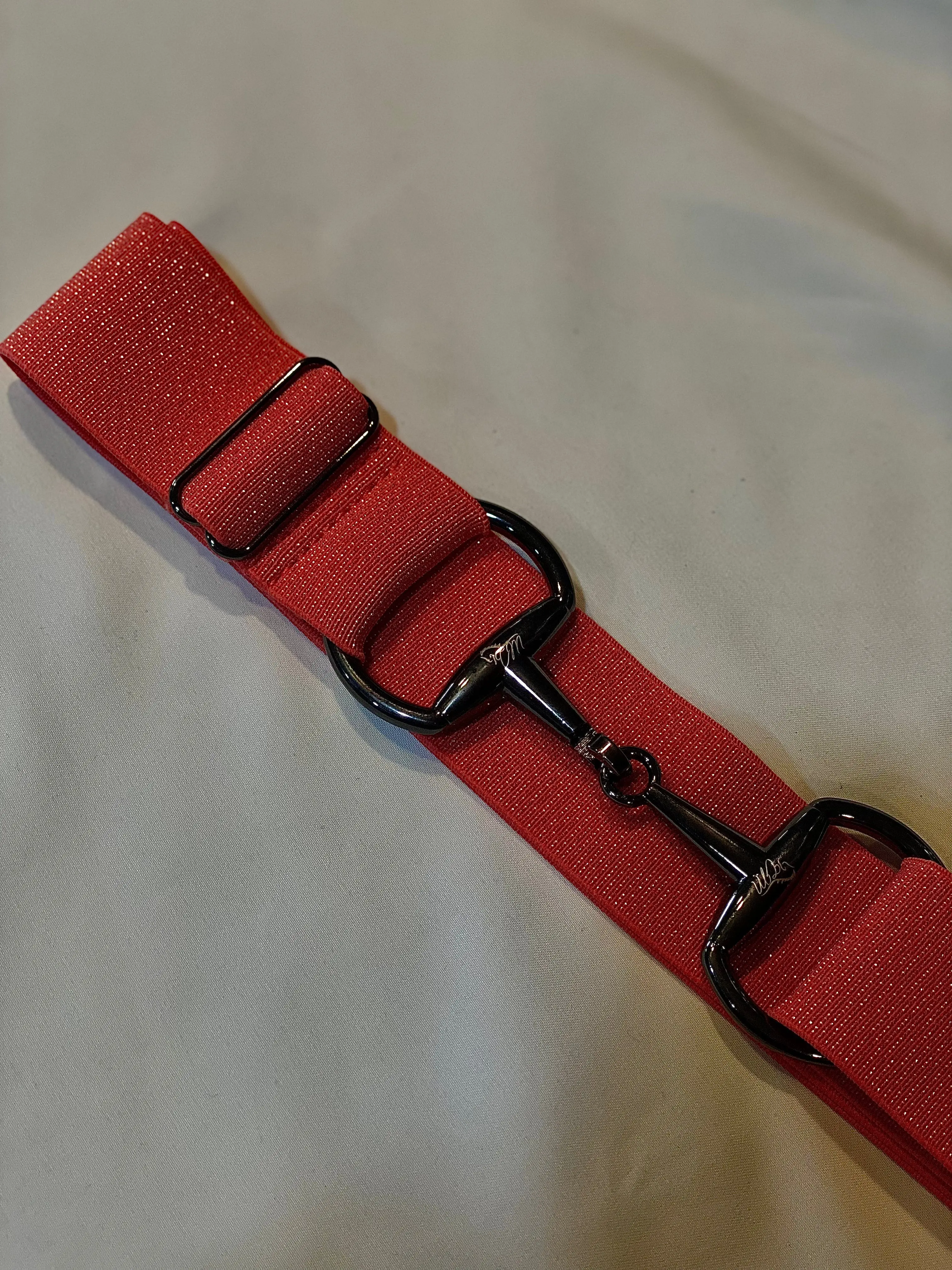 Coral with gun metal buckle