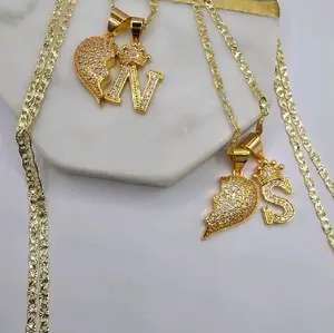 Hearts a couple necklaces with heart and letter, both  gold plated all letters available just ask