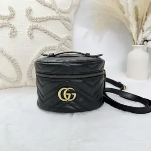 Pre-owned GUCCI Marmont Black GG Backpack Italy Travel Backpack WWL