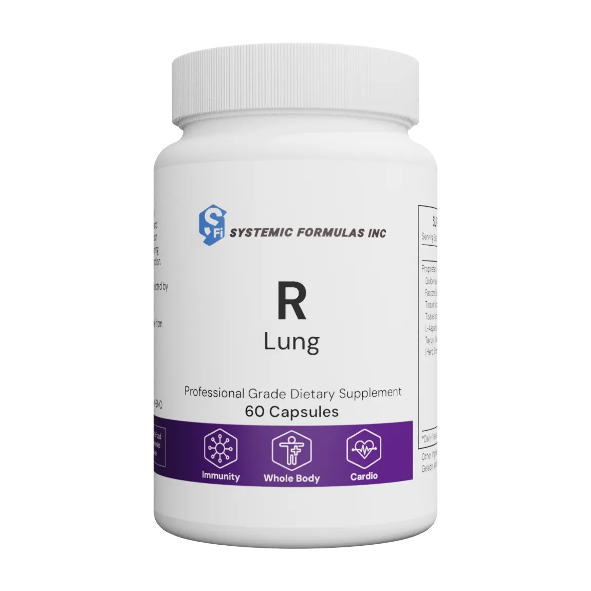 Systemic Formulas Bio Function R Lung Support Edible Capsules - Gluten-Free, 50g Urea-Infused Vitamin Dietary Supplement with Amino Acids, Goldenseal Root Powder, Botanical Blend for Respiratory, Immune Health
