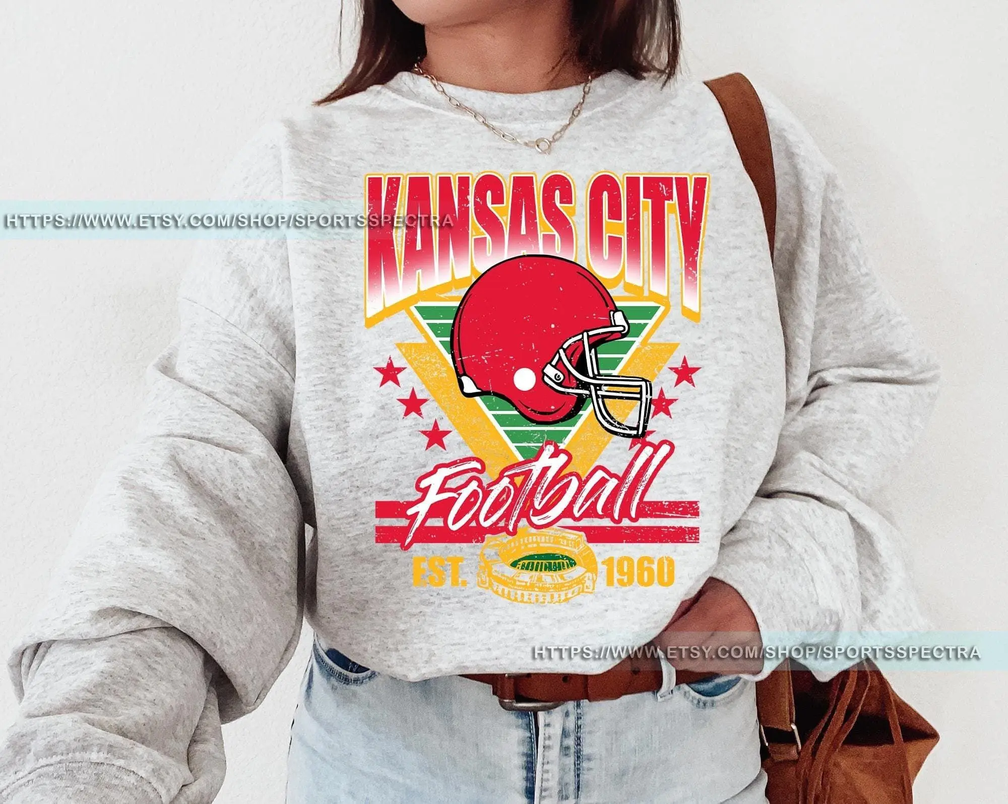 [Sale Up To 50%] Kansas City Football Vintage Sweatshirt, Kansas City Football Crewneck, Kansas City Football Sweatshirt, Kansas City Fan Gifts