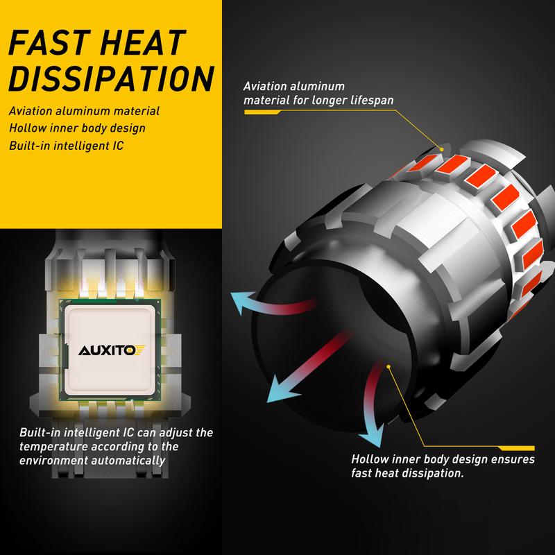 AUXITO 3157 Red LED Blinking Flashing Strobe Brake Stop Tail Light Parking Bulbs