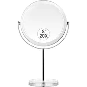 20X Magnifying Makeup Mirror,Double Sided 1X & 20X Magnifying Mirror with Stand,Tabletop Magnified Vanity Mirror with 360°Rotation for Bathroom or Bedroom 7.8 Inch
