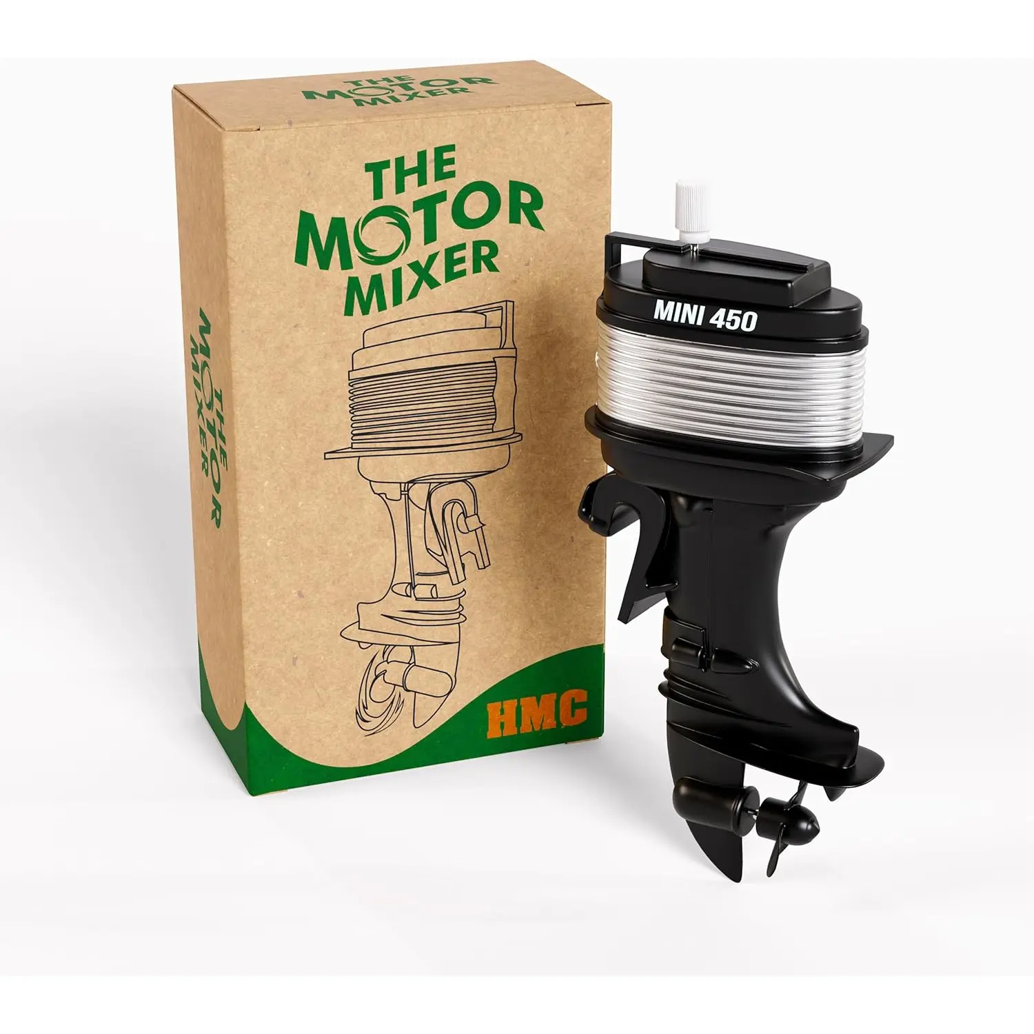 The Motor Mixer Boat Coffee Mixer Wind-Up Outboard Mini Boat Motor Stirrer Toy Beverage Works with Cups, Mugs, & Glasses - Unique Drink Mixing Gadget HMC