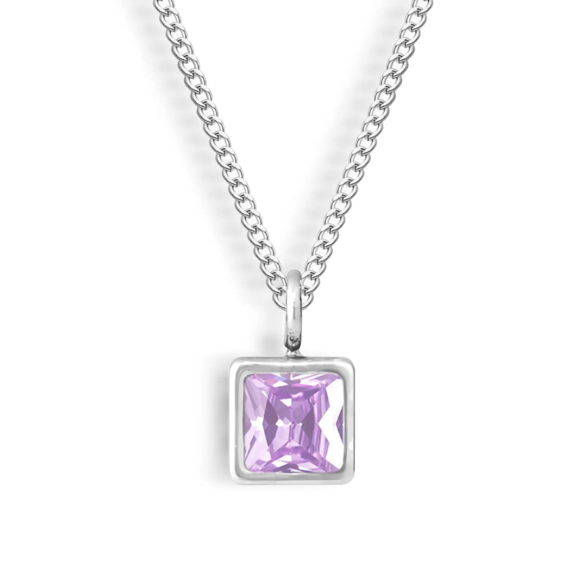Silver Waterproof, Amethyst - February CZ