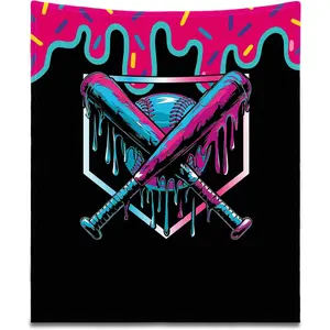 Tegeme Baseball Drip Ice Cream Blanket Pink Warm Ultra Soft Flannel Throw Blankets for Bed Travel Sofa Living Room Decoration Gifts Black  Available