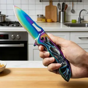 Rainbow Titanium Folding Knife | Home & Camping Utility Tool