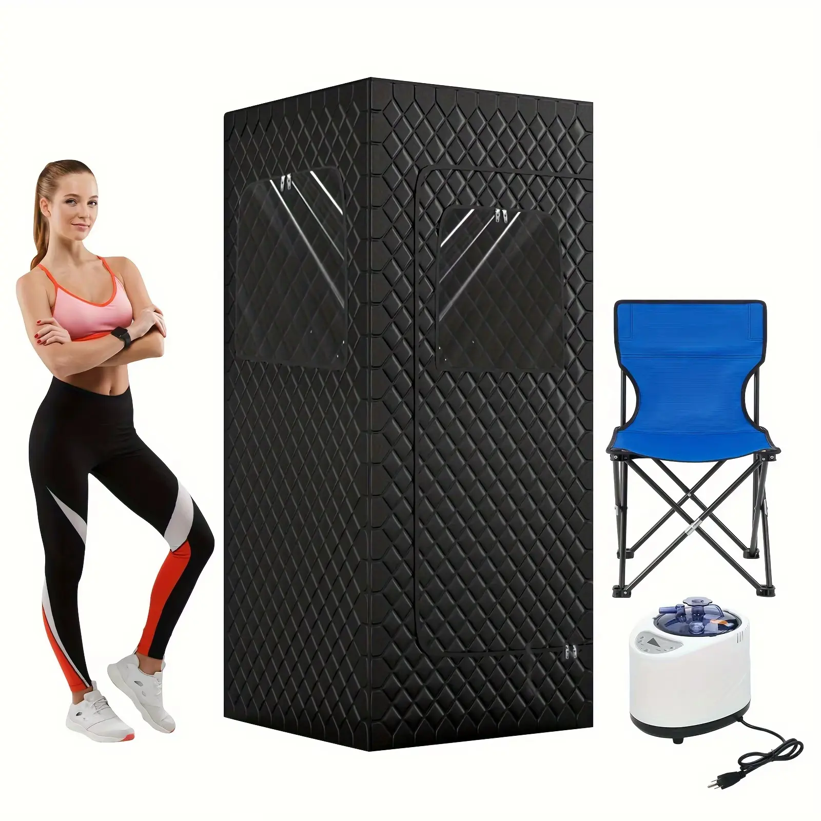 Portable Steam Sauna Box for Home Relaxation Detox Spa Large Steamer & Foldable Chair Included Personal Sauna Spa for Indoor Relaxation