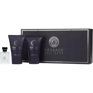 Versace Pour Homme Set-Edt 0.17 Oz Mini & Aftershave Balm 0.8 Oz & Hair And Body Shampoo 0.8 Oz For Men