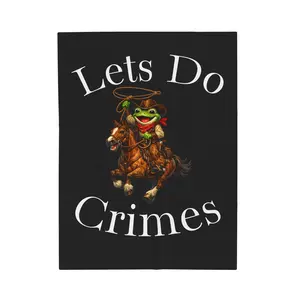 Funny Lets Do Crimes frog cowboy Velveteen Plush Blanket | humorous outlaw design