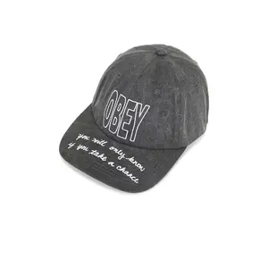Obey Chance 6 Panel Velcro Back Cap in Black