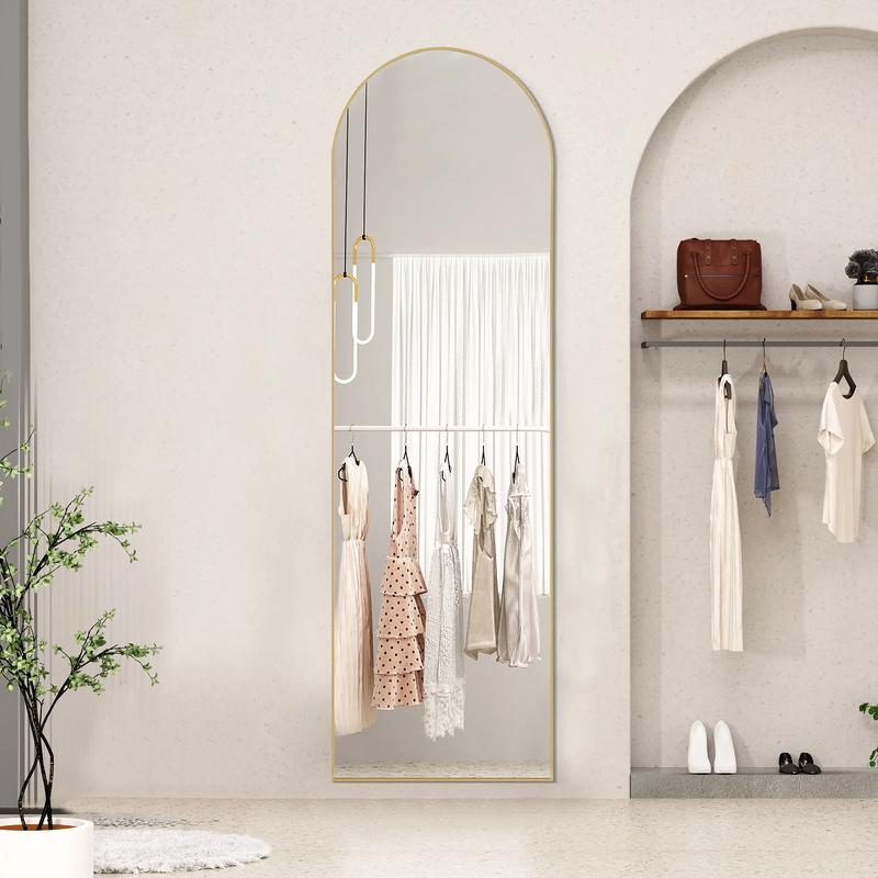 CONCETTA 64x21 Arched Full Length Mirror, Full Body Standing Mirror Floor Mirrors, Gold