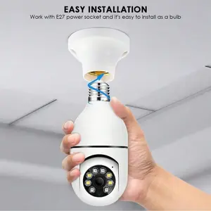 HD 2mp Wireless Bulb Security Camera, Smart Home Camera, Supports 2ghz & 4ghz WiFi, Motion Detection Auto Tracking, Two-Way Voice Chat, Night Vision, E27 Screw Mount, Easy Installation, Wireless Security Cameras