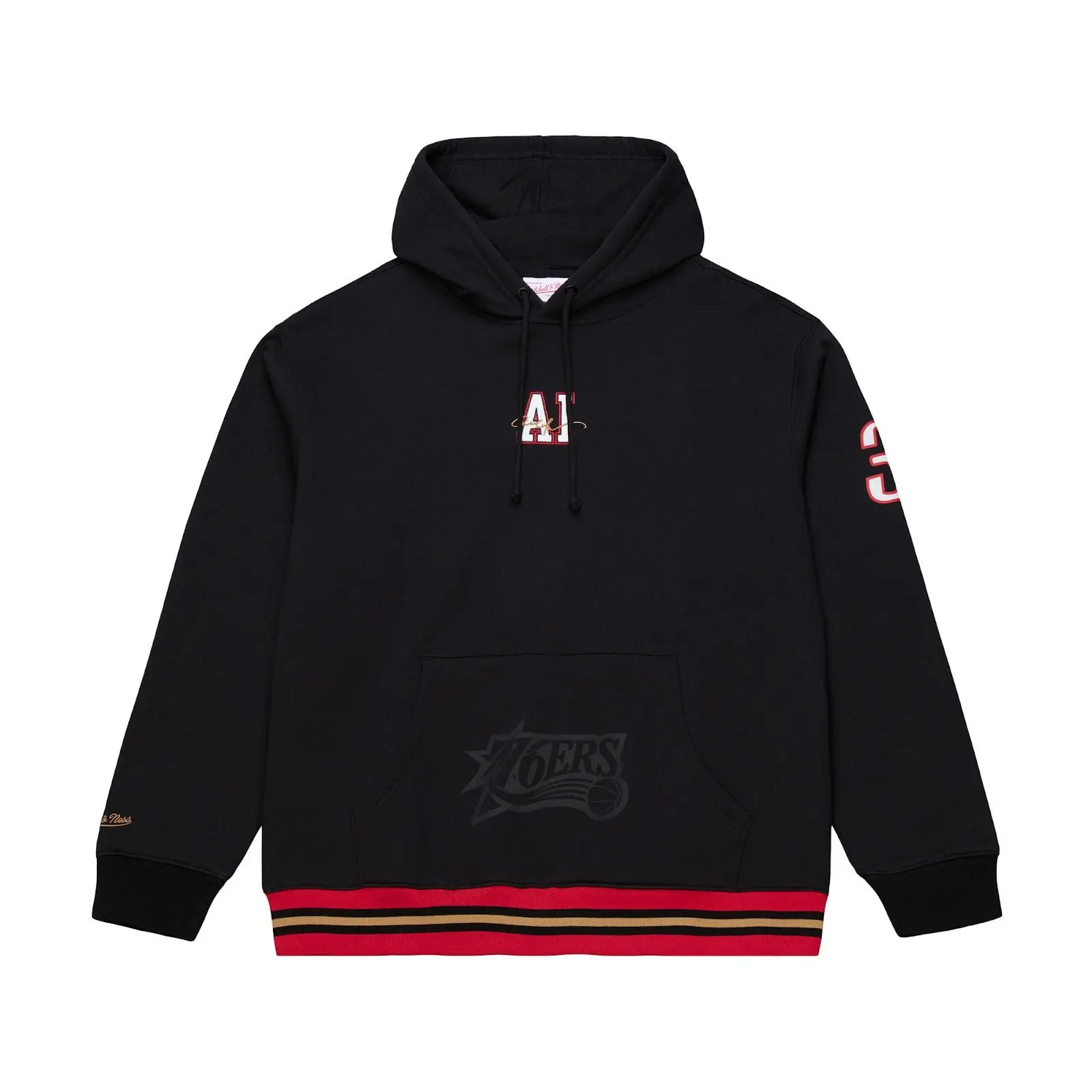 Allen Iverson Philadelphia 76ers Black Playmaker Fleece Hoodie NBA Throwback Sweatshirt Vintage Fan Gear Mitchell & Ness
