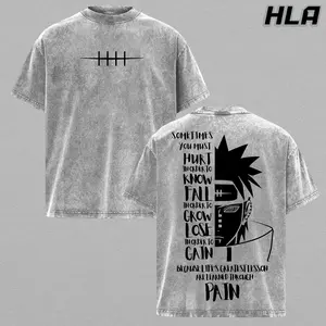 Pain Naruto Shippuden Acid Washed Tee, Pain Akatsuki Anime Manga T-Shirt, Six Paths Ninja Style, Vintage Washed Cotton Oversize Tee, Double Printed Unisex Casual Streetwear, Anime Streetwear Gift For Fans