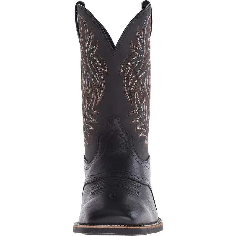 Men High Boots Embroidery Retro Handmade Mens Boots Western Cowboy Boot Pointed Toe Boots Hand Stitching Outdoor Men's Shoes