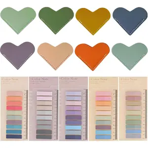 8 count Cute Heart Bookmarks with 1000 count Sticky Tabs for Reading,  Leather Book Mark Corner Page Markers Learning Kit, Gifts for Book Club Lovers, Teachers, Family, , Women