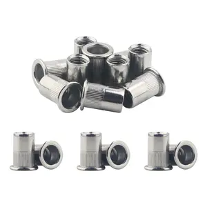 Rivet Nut Kit , Flat Head 304 Stainless Steel UNC Insert Nuts for Mechanical Equipment,Furniture,Automotive