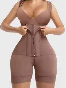 1 Count Women's Colombian Enhancer High Compression Full Body Shaper Underwear Shapewear, Fajas, Butt Lifting And Tummy Control Shapewear Bodysuit, Bust-Open, Zipper Closure, Slimmer Body Shaper Jumpsuit, Suitable for Daily and Outing, High Stretch Girdle