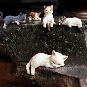 5Pcs Cute Mini Cat Decor Figurines, Versatile Ornaments for Car Center Console, Computer Screen and Home Table, Adorable Mini Animal Decoration for Daily Display Summer Vibes