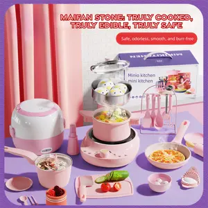 Essential 48-Piece Real Mini Cooking Kitchen Set Full Set of Real Kitchen Utensils Non-Toxic Material Perfect Black Friday Holiday Gift for Boys Girls Fun Parent-Child Interactive Toy