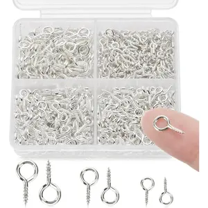 700PCS Small Screw Eye Pins for Jewelry Making, 3 Sizes Mini Eyelet Screws, Charm Bead Supplies Eyelet Pins Hooks for DIY Crafts, Art Projects, Tiaras and Jewelry Making-Silver