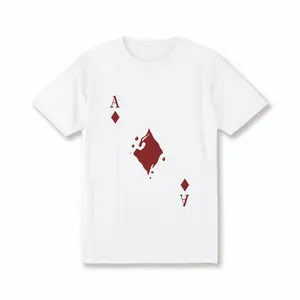 Men'S Cotton Crew Neck T-Shirt With Bold Spade Ace Graphic Print - Regular Fit, Stretch Knit Fabric, White Casual Short Sleeve Top For All Seasons, Plus Size Available, Summer Clothing |     Casual Style |     Machine Washable