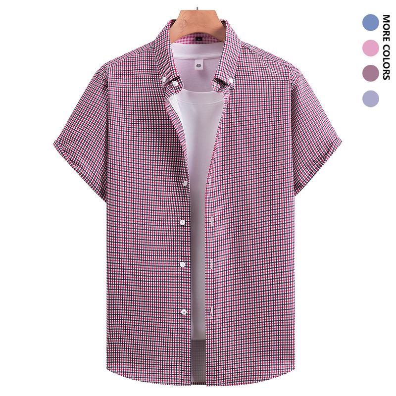 Men's Plaid Short Sleeve Casual Comfortable Shirt for Spring Summer Autumn Winter Vacation Outdoor Wear
