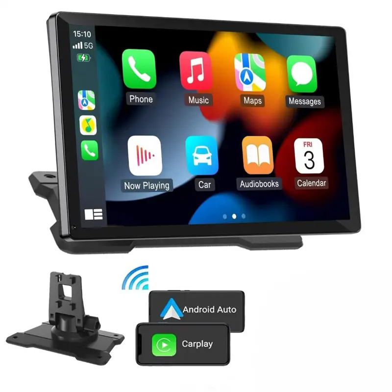 DriveVault 7" Wireless CarPlay & Android Auto Touchscreen Stereo - HD Portable Dash Cam & Display with Suction Cup Mount, Mirror Link, Bluetooth, GPS Navigation & Landscape/Portrait Rotation - Plug & Play check compatibility radio