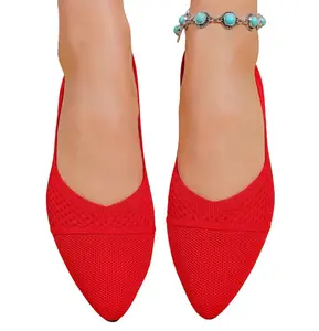 Women's Pointed Toe Knit Flats, Breathable Slip On Ballet Shoes for Women, Lightweight Casual Dressy Flat Shoes for Office Work Travel Shopping, Minimalist Everyday Walking Shoes for Spring Summer