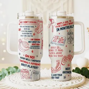 Hollanov Hockey Romance Tumbler 40oz – Heated Rivalry Inspired Coffee Cup, LGBT Hockey Romance Gift, Enemies to Lovers Fan Tumbler