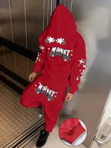 Men's Silver Cool Hoodie Set, Money Theme, Fitted Casual Style, Perfect for Daily and Leisure Gatherings