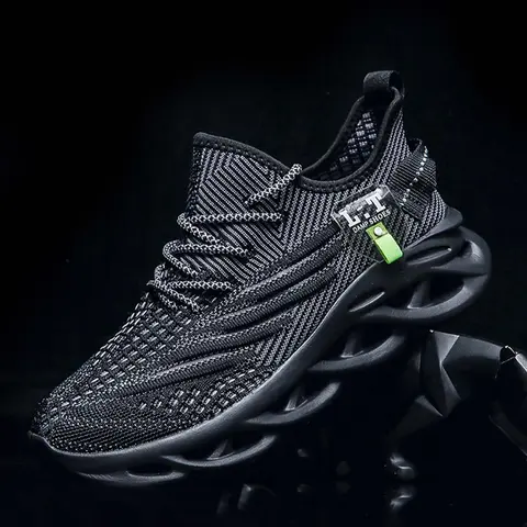 Men's Casual Sports Shoes Breathable Knit Lace-up Versatile Running Shoes Outdoor Mesh Footwear Running Sneakers Sporty Running Sneakers