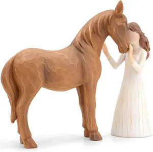 Horse and Woman Resin Figurine — Hand-Painted Sculpture: "Always With Me" (Horse and Young Woman) — A Gift of Comfort and Friendship for Equestrian Enthusiasts; Ideal as a Memorial Keepsake to Display on a Bookshelf or Desk