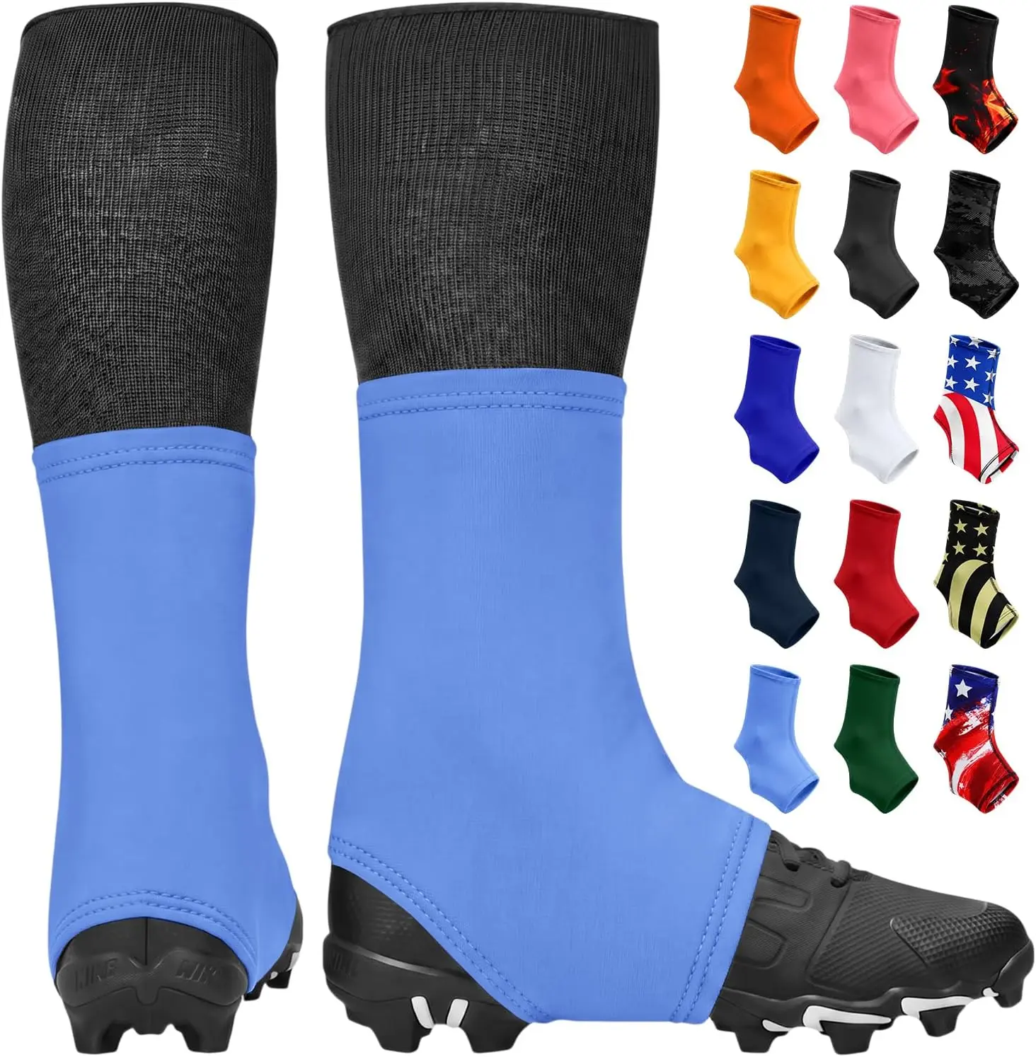 Exxact Sports Football Spats for Men & Boys, Solid Polyester Spandex Cleat Covers, Flexible & Machine Washable Football Accessories
