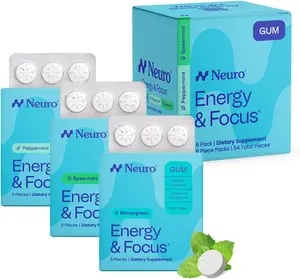 Neuro Variety Pack Energy & Focus Gum/Mints - Sugar Free with Natural Caffeine, L-theanine, Vitamin B12 & Vitamin B6 Neuro Variety Pack Energy & Focus Gum/Mints - Sugar Free with Natural Caffeine, L-theanine, Vitamin B12 & Vitamin B6