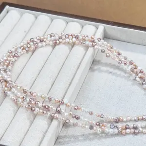 039- silver freshwater pearl necklace, 3-5mm