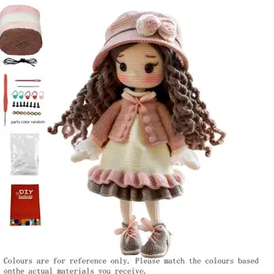 1Set Princess Amigurumi Crochet Kit for Beginners, Beginner Crochet Kit for Adults with Step-by-Step Text Tutorials, Girl DIY Knitting Kit, Cute Funny  Spring and Summer Home Decorative Ornaments, Birthday Valentine's Day Halloween and Christmas Gifts