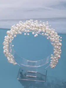 Luxury Pearl Bridal Hair Vine – Elegant White Beaded Headpiece for Wedding, Romantic Tiara Headband for Brides & Special Occasions