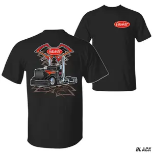 Peterbilt Red Black Rig Shirt, 2Side Summer Graphic Tee, American Trucking Style, Car Lover Cotton Top, 4th of July Outfit, USA Trucker Menswear Shirt Spandex Fabric graphic tee