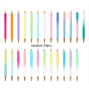 24pcs color random press ballpoint pen glitter metal ballpoint pen stickers can be matched with stickers by oneself